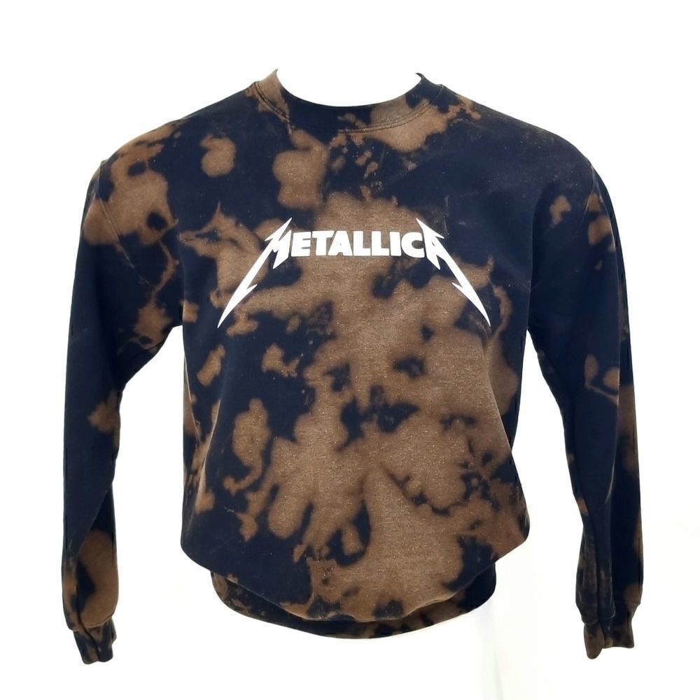METALLICA Rock Band Acid Wash Pullover Crewneck Sweatshirt heavy metal rap punk